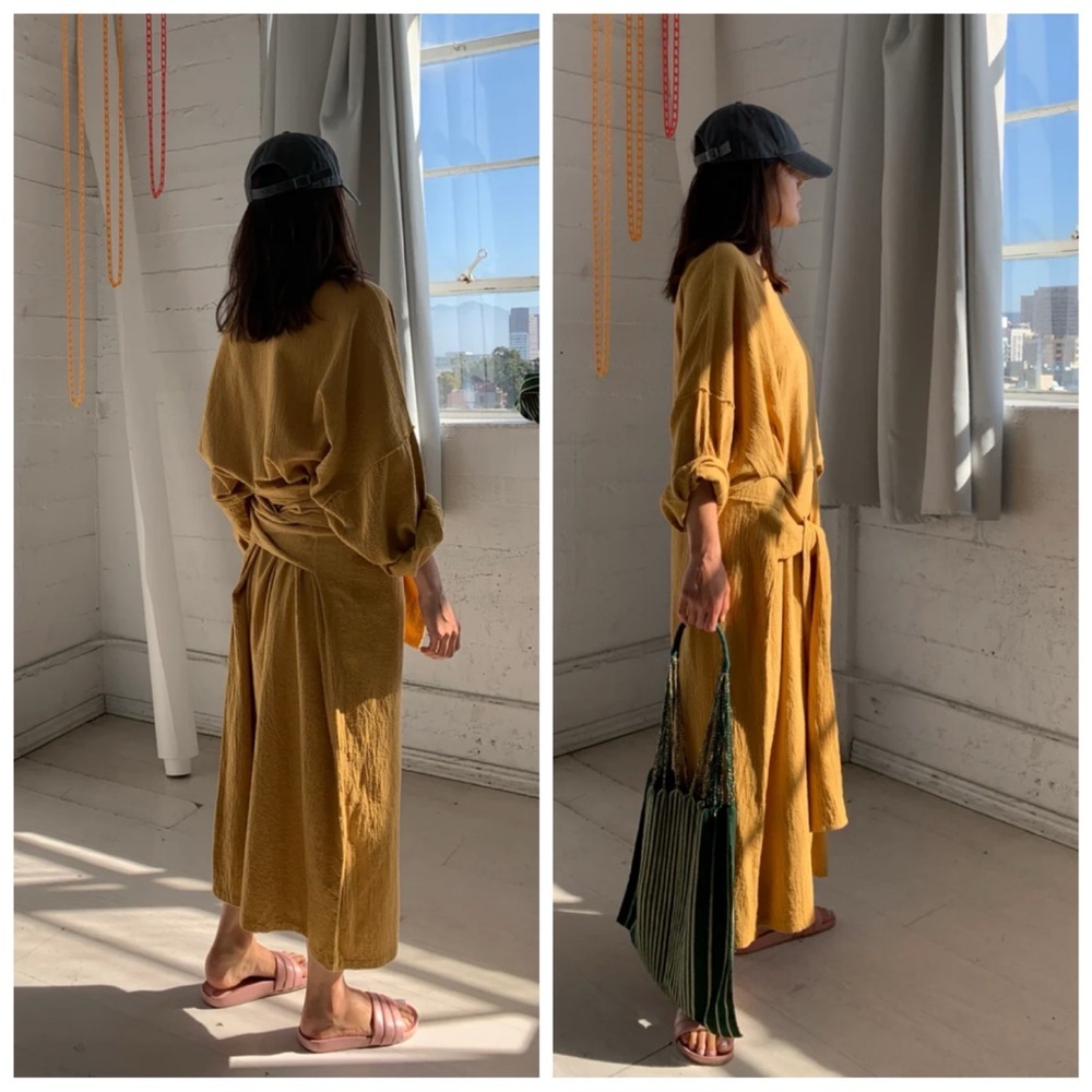 April Meets October Dress In Camel Oversized Tie Front One Size Fits Most